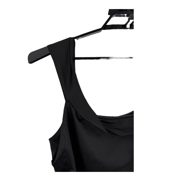 Lulu's Lush Love Satin Asymmetrical off the shoulder dress black size X-Large XL - Picture 4 of 7